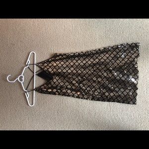 Semi formal gold and black sequin dress
